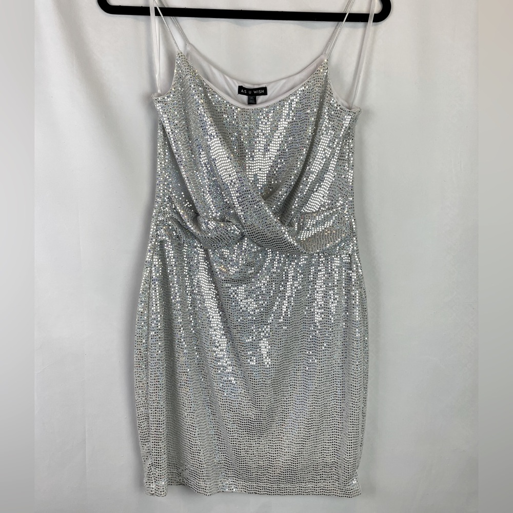 Silver Sequin Mini Dress